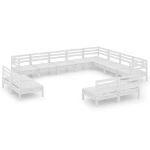 Set Divani da Giardino 12 pz in Legno Massello di Pino Bianco