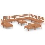 Set Divani da Giardino 13 pz in Legno Massello di Pino Miele