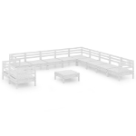 Set Divani da Giardino 12 pz in Legno Massello di Pino Bianco