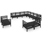 Set Divani da Giardino 11 pz in Legno Massello di Pino Nero