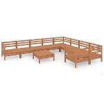 Set Divani da Giardino 10 pz Miele in Legno Massello di Pino