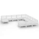 Set Salotto da Giardino 12 pz in Legno Massello di Pino Bianco