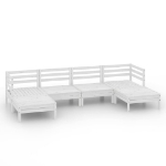 Set Divani da Giardino 6 pz Bianco in Legno Massello di Pino