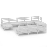 Set Divani da Giardino 10 pz Bianco in Legno Massello di Pino