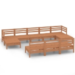 Set Divani da Giardino 10 pz Miele in Legno Massello di Pino