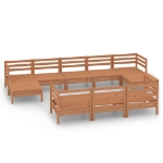 Set Salotto da Giardino 10 pz in Legno Massello di Pino Miele