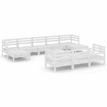 Set Divani da Giardino 11 pz Bianco in Legno Massello di Pino