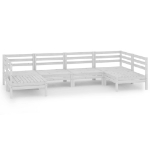 Set Divani da Giardino 6 pz Bianco in Legno Massello di Pino