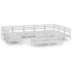 Set Divani da Giardino 11 pz Bianco in Legno Massello di Pino