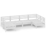 Set Divani da Giardino 6 pz Bianco in Legno Massello di Pino