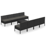 Set Divani da Giardino 9 pz con Cuscini in Polyrattan Nero