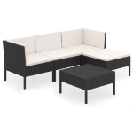 Set Divani da Giardino 5 pz con Cuscini in Polyrattan Nero