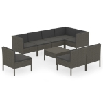 Set Divani da Giardino 9 pz con Cuscini in Polyrattan Grigio