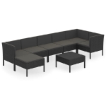 Set Divani da Giardino 8 pz con Cuscini in Polyrattan Nero