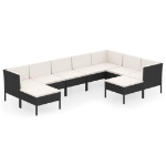 Set Divani da Giardino 9 pz con Cuscini in Polyrattan Nero