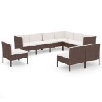 Set Divani da Giardino 9 pz con Cuscini in Polyrattan Marrone