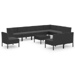 Set Divani da Giardino 11 pz con Cuscini in Polyrattan Nero