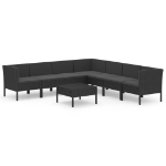 Set Divani da Giardino 8 pz con Cuscini in Polyrattan Nero