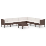 Set Divani da Giardino 9 pz con Cuscini in Polyrattan Marrone