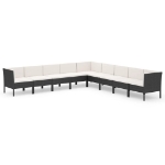 Set Divani da Giardino 9 pz con Cuscini in Polyrattan Nero