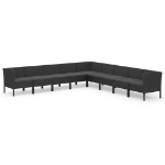 Set Divani da Giardino 9 pz con Cuscini in Polyrattan Nero