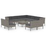 Set Divani da Giardino 12 pz con Cuscini in Polyrattan Grigio