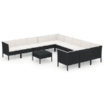 Set Divani da Giardino 12 pz con Cuscini in Polyrattan Nero