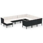 Set Divani da Giardino 11 pz con Cuscini in Polyrattan Nero