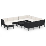 Set Divani da Giardino 12 pz con Cuscini in Polyrattan Nero