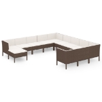 Set Divani da Giardino 12 pz con Cuscini in Polyrattan Marrone