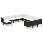 Set Divani da Giardino 12 pz con Cuscini in Polyrattan Nero