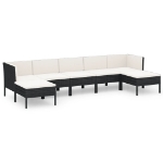 Set Divani da Giardino 7 pz con Cuscini in Polyrattan Nero