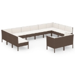 Set Divani da Giardino 12 pz con Cuscini in Polyrattan Marrone