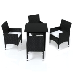 Set da Pranzo per Giardino 5 pz con Cuscini in Polyrattan Nero