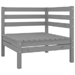 Set Divani da Giardino 10 pz Grigio in Legno Massello di Pino