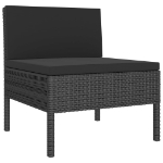 Set Divani da Giardino 10 pz con Cuscini in Polyrattan Nero