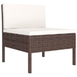 Set Divani da Giardino 6 pz con Cuscini in Polyrattan Marrone