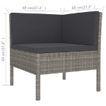 Set Divani da Giardino 6 pz con Cuscini in Polyrattan Grigio