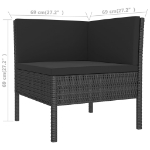 Set Divani da Giardino 9 pz con Cuscini in Polyrattan Nero