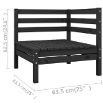 Set Divani da Giardino 11 pz in Legno Massello di Pino Nero