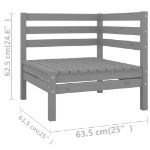 Set Divani da Giardino 12 pz Grigio in Legno Massello di Pino