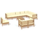 Set Divani da Giardino 11 pz con Cuscini Miele Legno di Pino