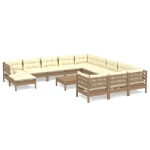 Set Divani da Giardino 13 pz con Cuscini Miele Legno di Pino