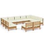 Set Divani da Giardino 11 pz con Cuscini Miele Legno di Pino