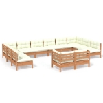 Set Divani da Giardino 12 pz con Cuscini Miele Legno di Pino