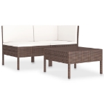 Set Divani da Giardino 3 pz con Cuscini in Polyrattan Marrone