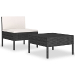 Set Divani da Giardino 2 pz con Cuscini in Polyrattan Nero