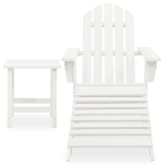 Sedia Adirondack con Ottomana e Tavolo in Abete Massello Bianco