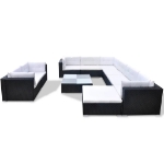 Set Divani da Giardino 10 pz con Cuscini in Polyrattan Nero