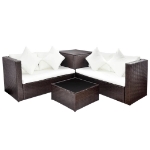 Set Divani da Giardino 4 pz con Cuscini in Polyrattan Marrone